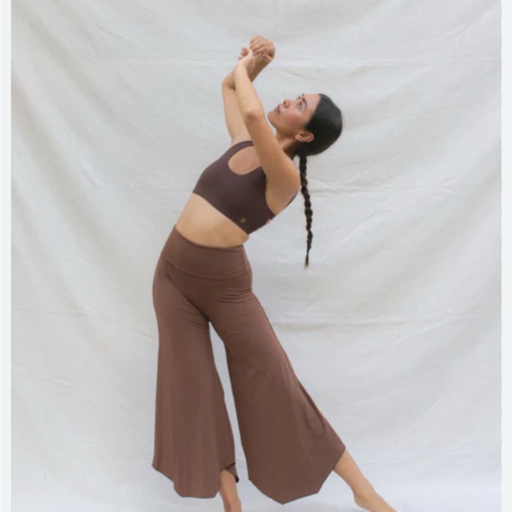 High-Rise Wide Leg Pants in Dark Brown